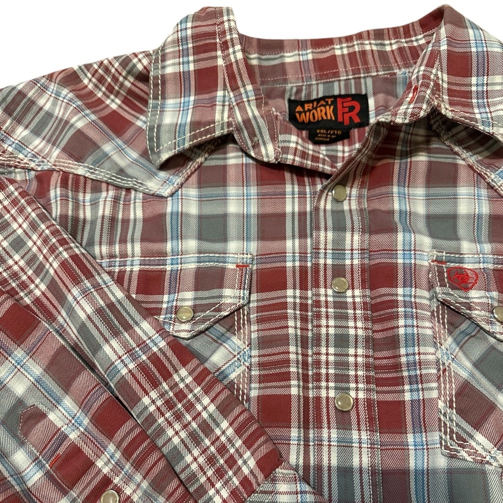 Ariat FR Retro Plaid Work Shirt Size XXL flame-resistant protection